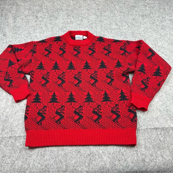 Snow Drift Other - VINTAGE Snow Drift Sweater Mens Large Red All Over Print Ski Slopes